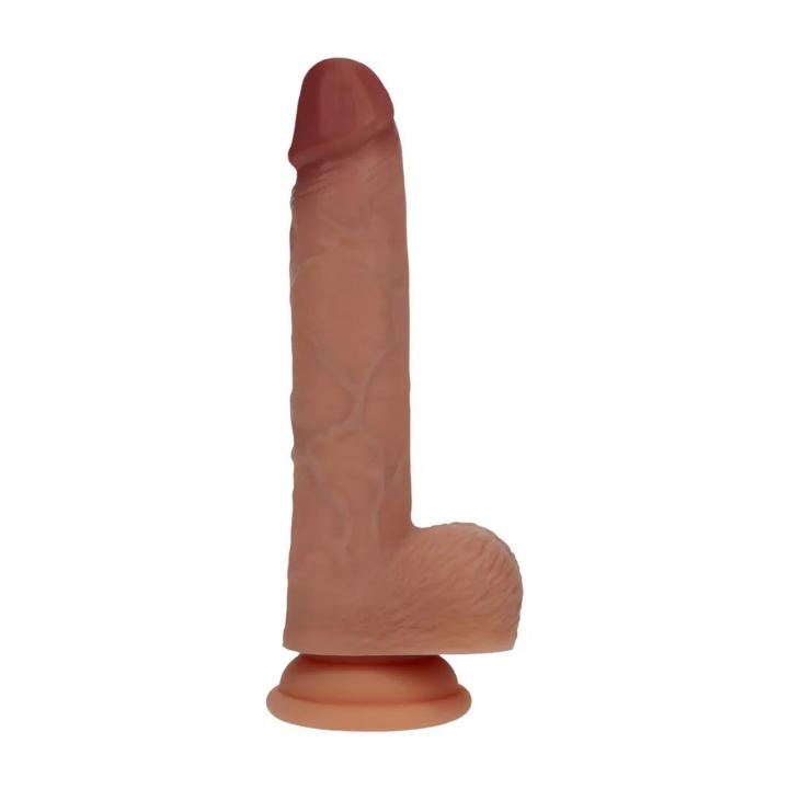 Realistyczne dildo wibrujące z ruchem posuwistym 17,8 cm silikon dual density