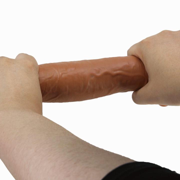 Realistyczne dildo 21,4 cm z ruchomą skórą i przyssawką, giętkie TPR