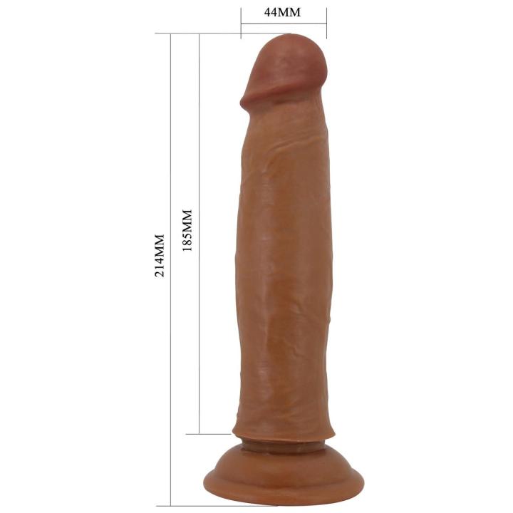 Realistyczne dildo 21,4 cm z ruchomą skórą i przyssawką, giętkie TPR