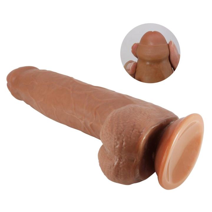 Realistyczne dildo TPR 23,3 cm z ruchomą skórą i przyssawką