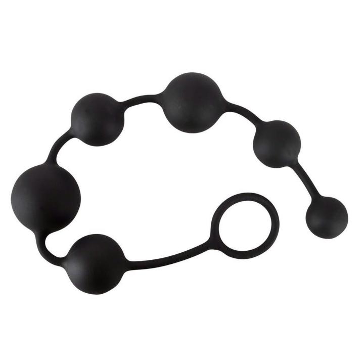 Korale analne silikonowe 40 cm – 6 kulek 2,3–3,9 cm, czarne