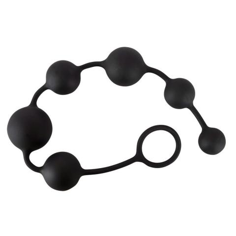 Korale analne silikonowe 40 cm – 6 kulek 2,3–3,9 cm, czarne