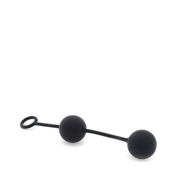 Czarne podwójne kulki gejszy wykonane z silikonu – 82 g