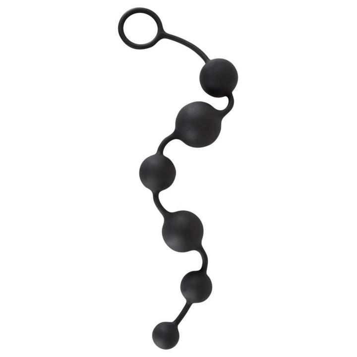 Korale analne silikonowe 40 cm – 6 kulek 2,3–3,9 cm, czarne