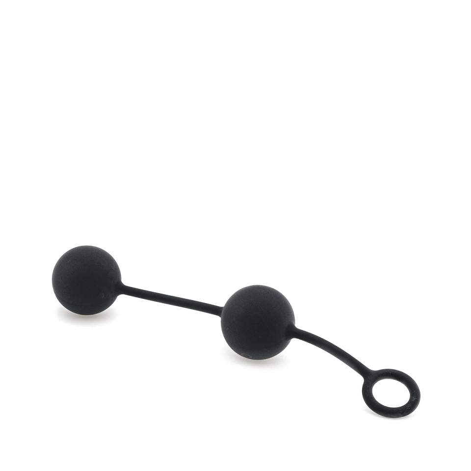 Czarne podwójne kulki gejszy wykonane z silikonu – 82 g