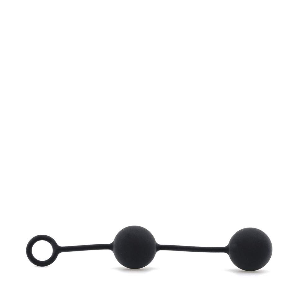 Czarne podwójne kulki gejszy wykonane z silikonu – 82 g