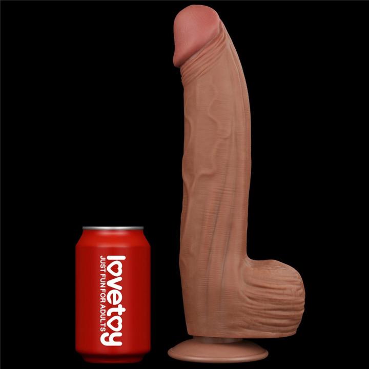 Realistyczne dildo z przyssawką 30,0 cm brązowe | ślizgająca skóra