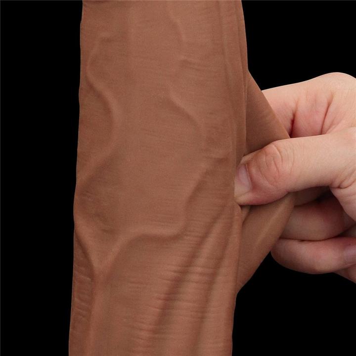 Realistyczne dildo z przyssawką 30,0 cm brązowe | ślizgająca skóra