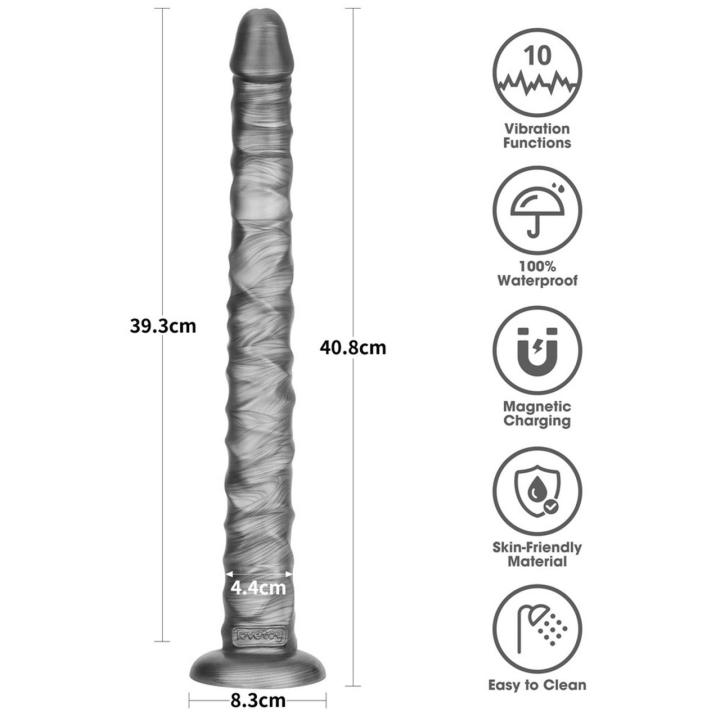 Wibrator analny 40,6 cm z przyssawką i 10 trybami wibracji, USB, wodoodporny