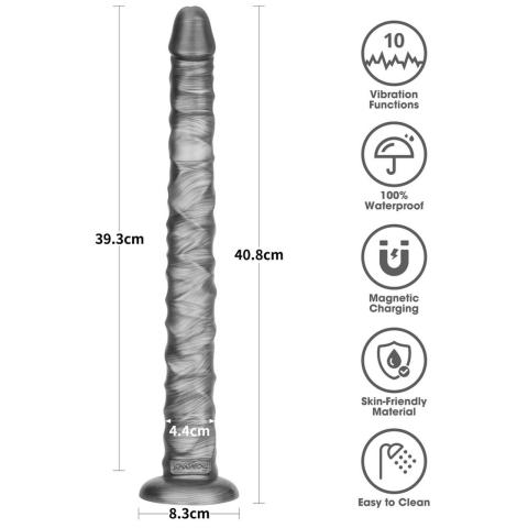 Wibrator analny 40,6 cm z przyssawką i 10 trybami wibracji, USB, wodoodporny