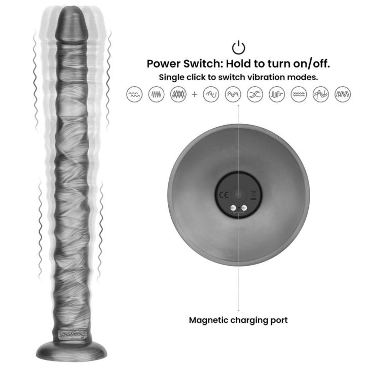Wibrator analny 40,6 cm z przyssawką i 10 trybami wibracji, USB, wodoodporny