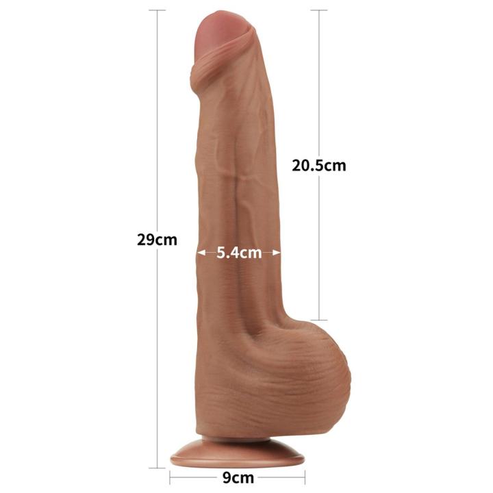 Realistyczne dildo XXL 29,2 cm z przysawką i efektem ślizgającej skóry