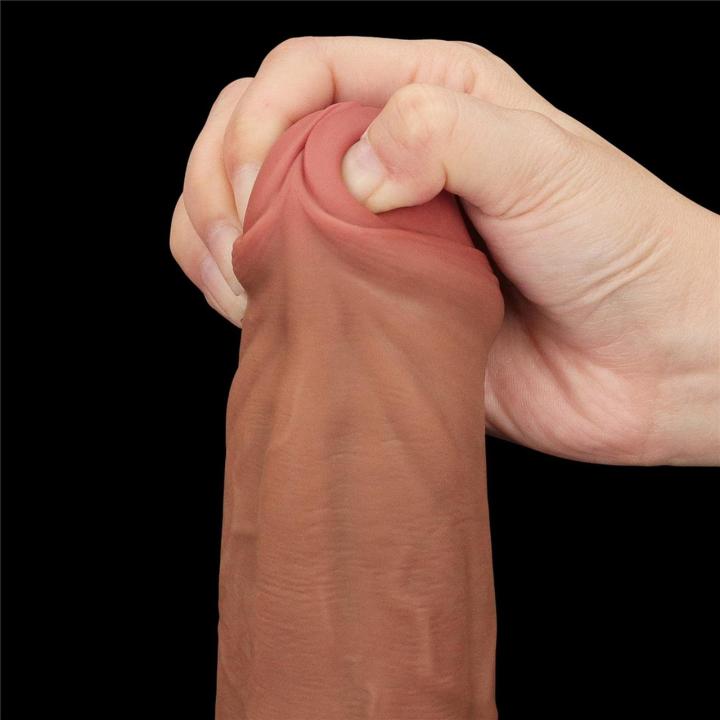 Realistyczne dildo XXL 29,2 cm z przysawką i efektem ślizgającej skóry