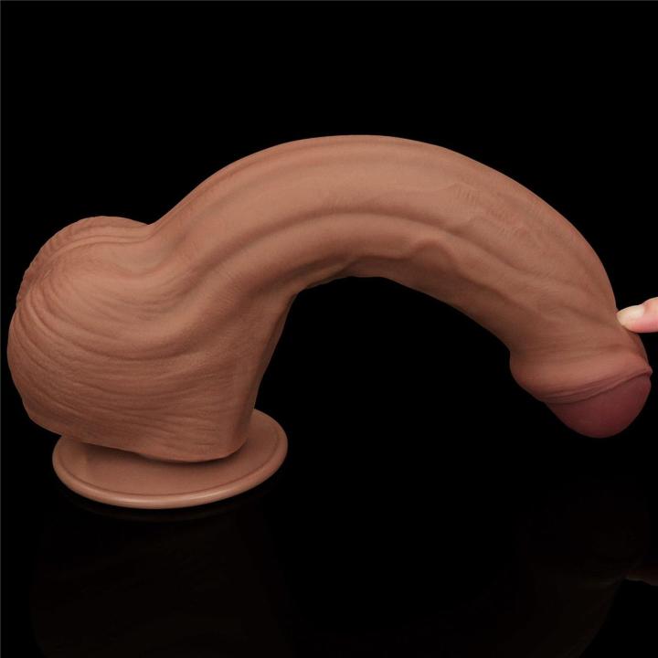 Realistyczne dildo XXL 29,2 cm z przysawką i efektem ślizgającej skóry