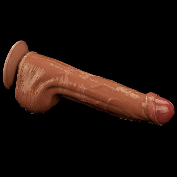 Realistyczne dildo XXL 29,2 cm z przysawką i efektem ślizgającej skóry
