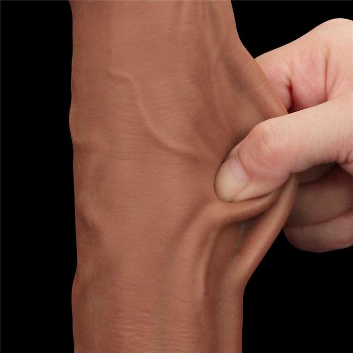Realistyczne dildo XXL 29,2 cm z przysawką i efektem ślizgającej skóry