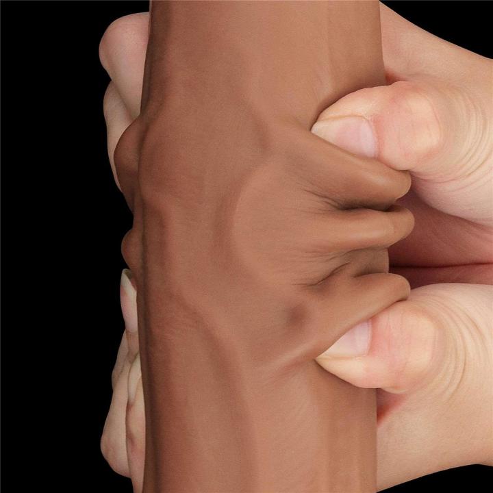 Realistyczne dildo XXL 29,2 cm z przysawką i efektem ślizgającej skóry