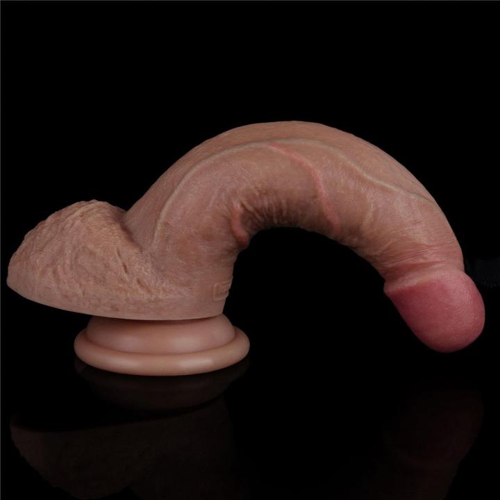 Realistyczne dildo 18 cm z podwójną warstwą silikonu i przyssawką
