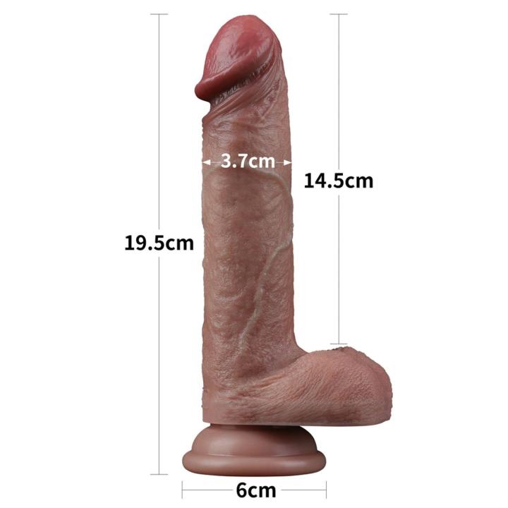 Realistyczne dildo podwójna warstwa silikonu 19 cm z przyssawką