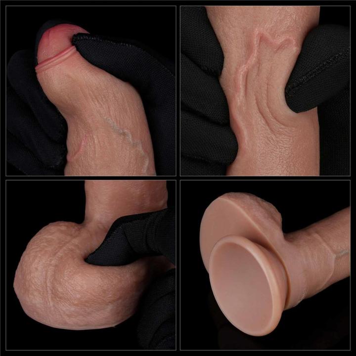 Realistyczne dildo dwuwarstwowe 20,3 cm z przyssawką z silikonu platynowego