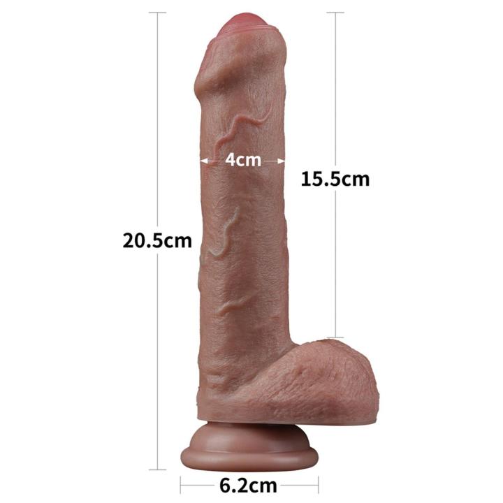 Realistyczne dildo dwuwarstwowe 20,3 cm z przyssawką z silikonu platynowego