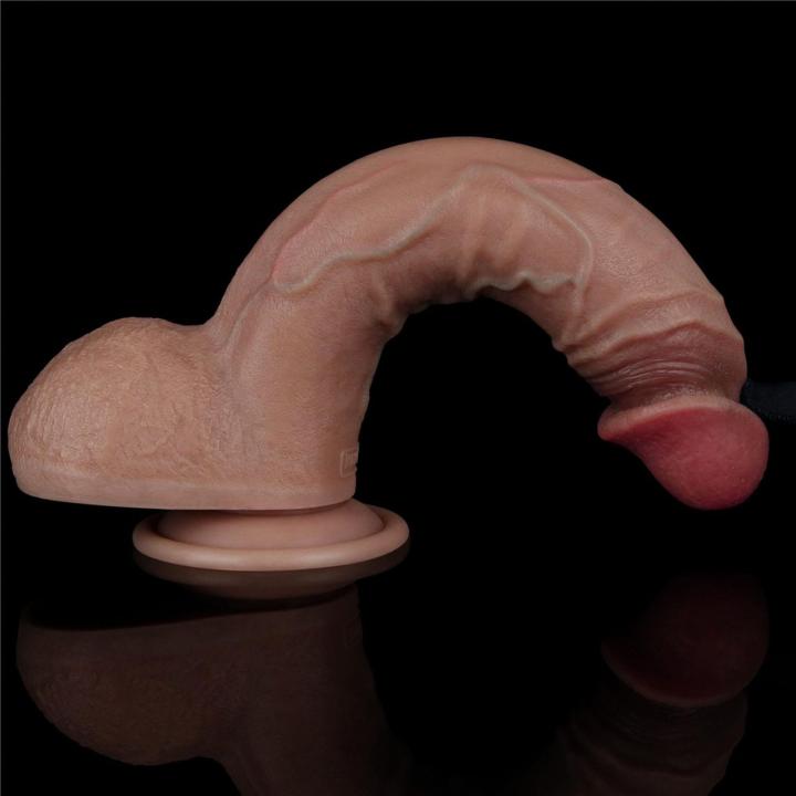Realistyczne dildo dwuwarstwowe 22,9 cm z przyssawką z silikonu platynowego