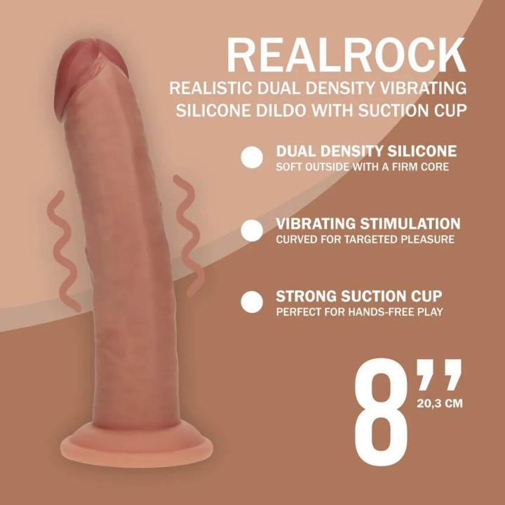 Realistyczne dildo wibrujące z przyssawką 20,3 cm – podwójny silikon, 10 trybów