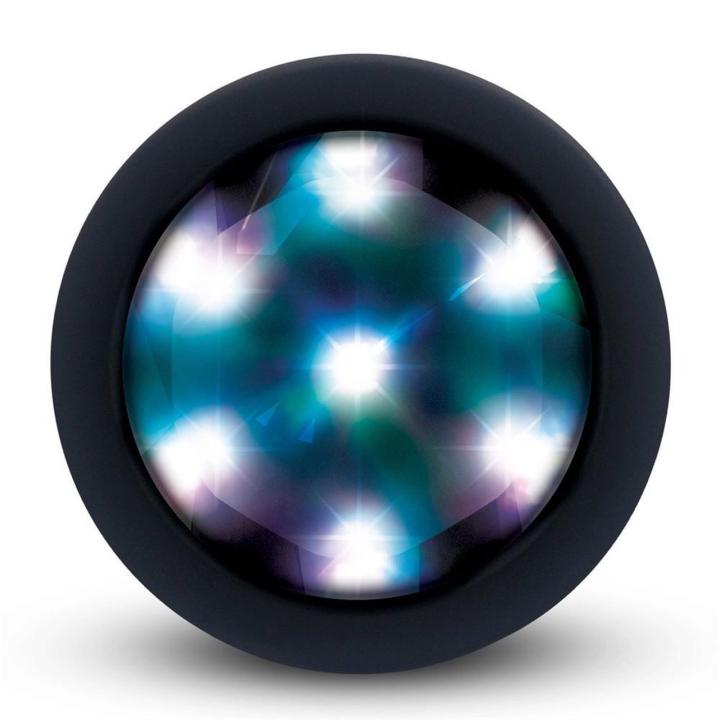 Wibrujący korek analny z rotacją i LED 9,8 cm z pilotem