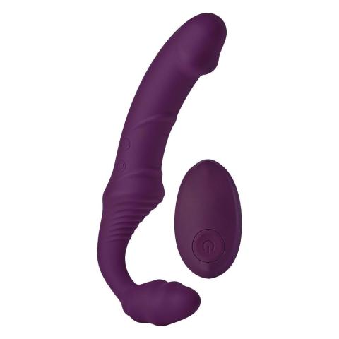 Bezszelkowy podwójny wibrator strap-on z pilotem 10 trybów IPX6 21 cm