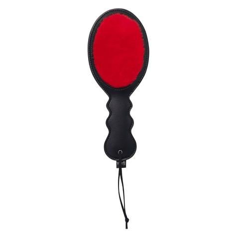 Dwustronny paddle BDSM z ekoskóry z pętlą na nadgarstek