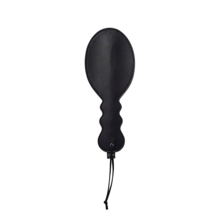 Dwustronny paddle BDSM z ekoskóry z pętlą na nadgarstek