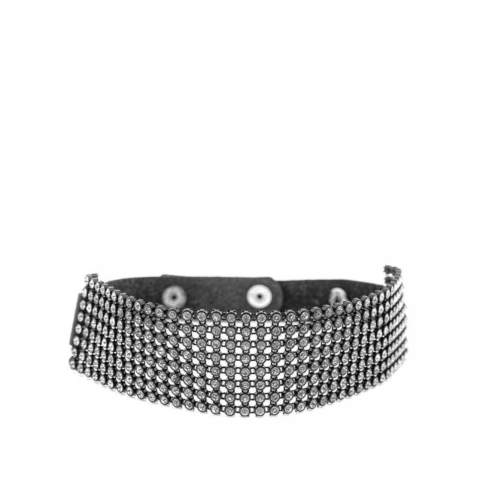 Czarna obroża/choker zdobiona kryształkami