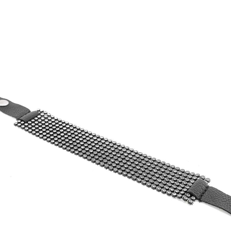Czarna obroża/choker zdobiona kryształkami