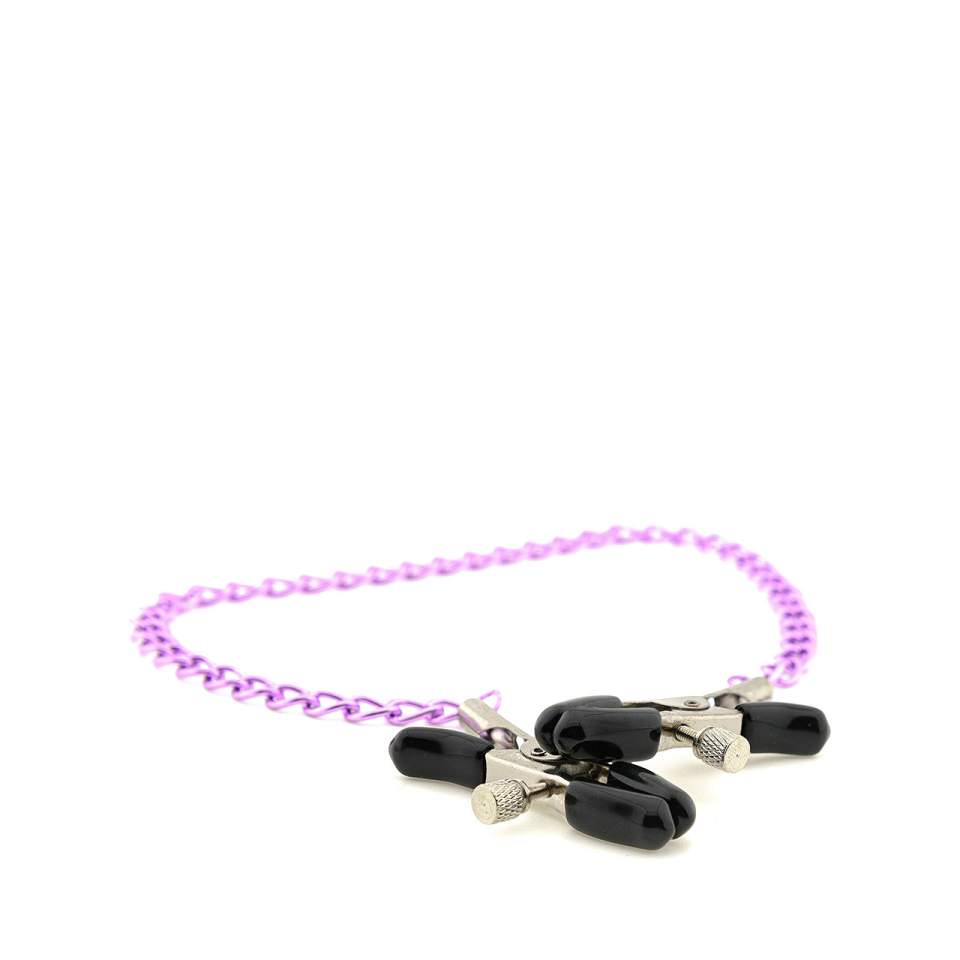 Metalowe zaciski na sutki z delikatnym łańcuszkiem