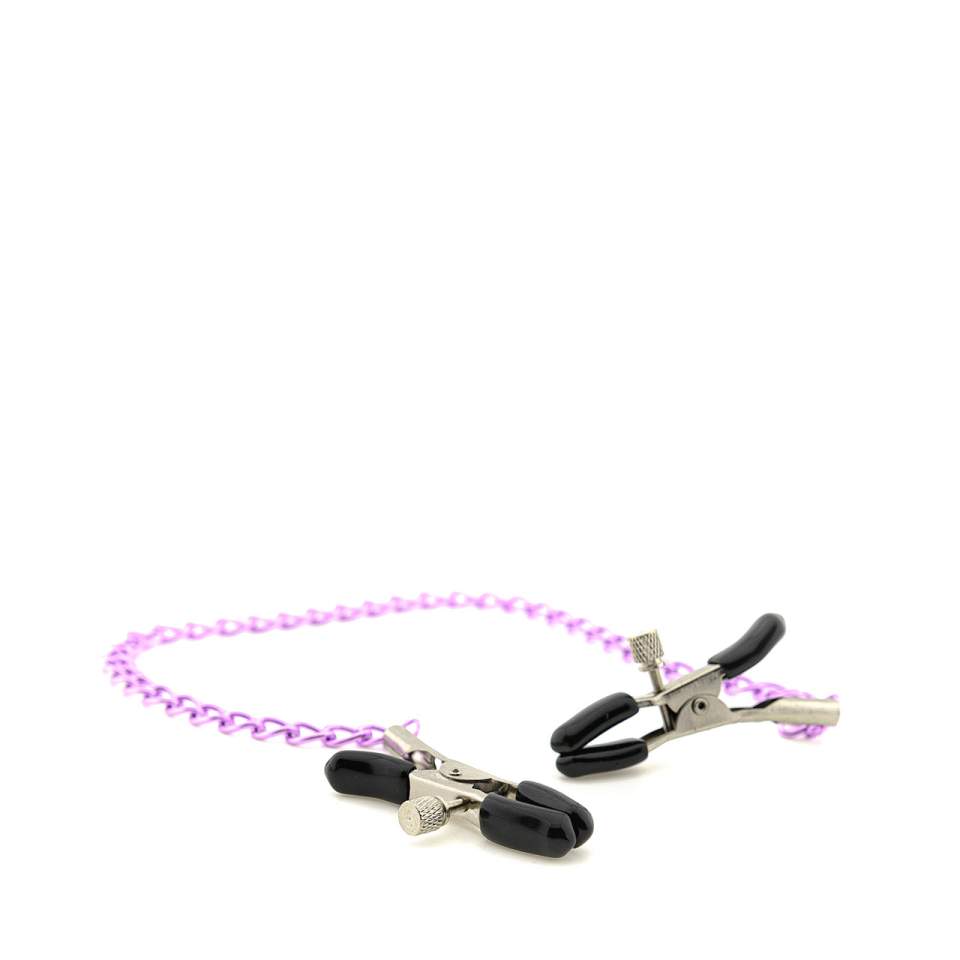 Metalowe zaciski na sutki z delikatnym łańcuszkiem