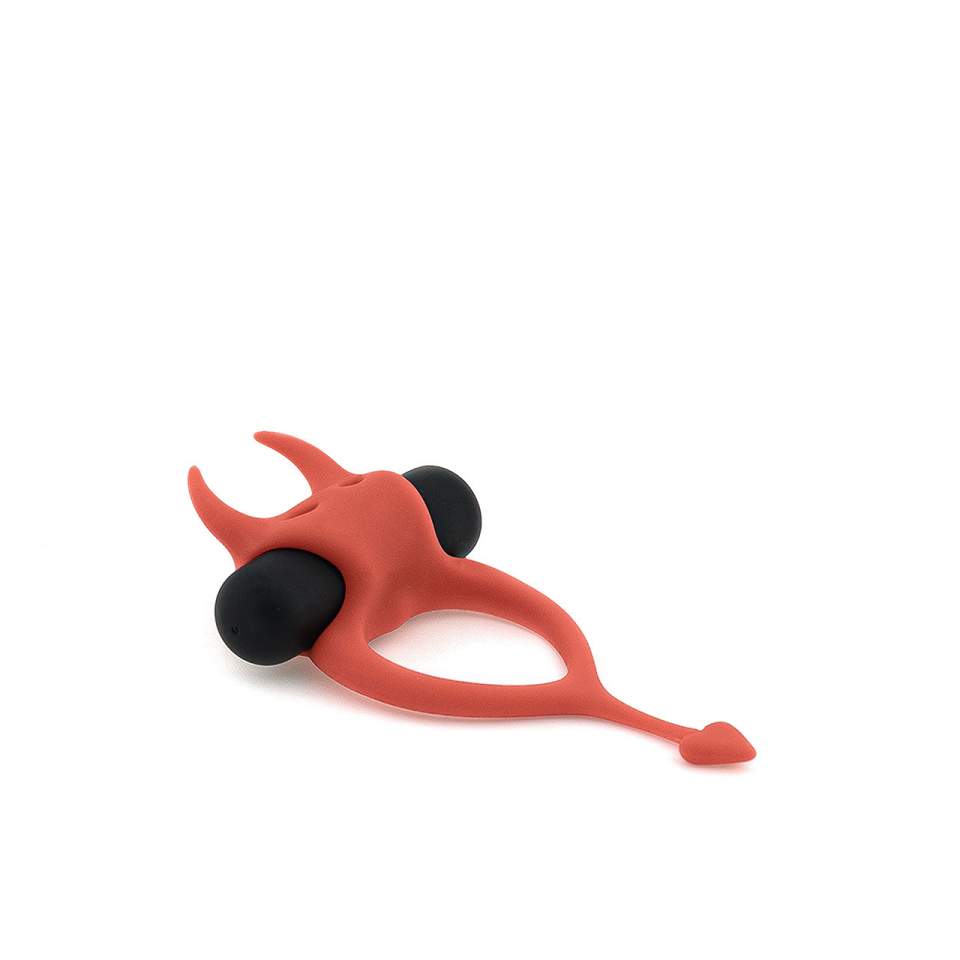 Czerwony wibracyjny pierścień erekcyjny w kształcie diabełka – 3,2 cm