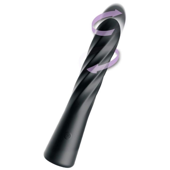 Rotacyjno-posuwisty wibrator analny spiralny czarny, 10 trybów, USB, IPX6