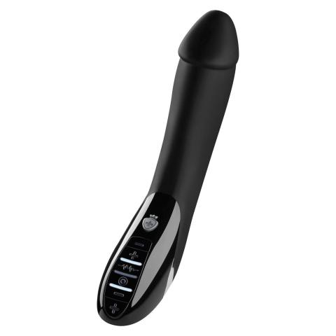 Czarny wibrator e-stim z podwójnym silnikiem, 8 trybów i ładowaniem USB