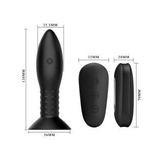 Czarny wibrujący korek analny z pilotem - 3,5 cm
