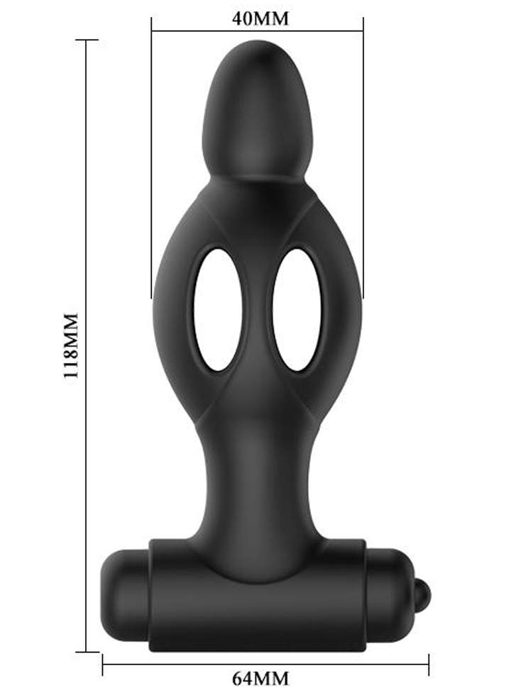 Czarny wibrujący korek analny z silikonu dla par – 10 wibracji