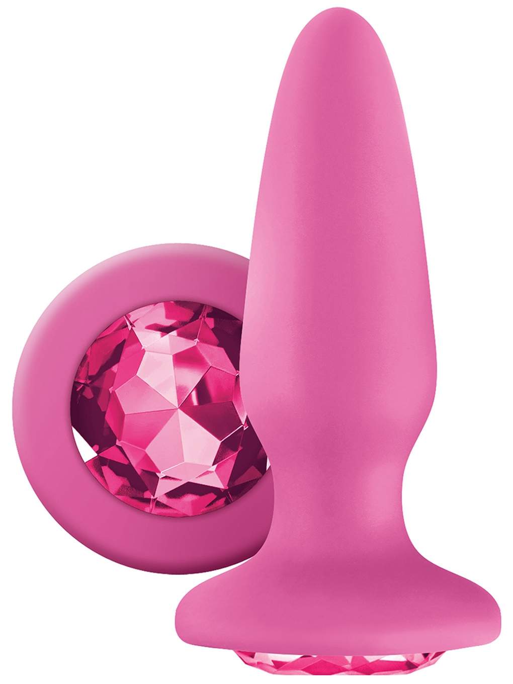 Różowy silikonowy korek analny z kryształkiem – średnica 5 cm