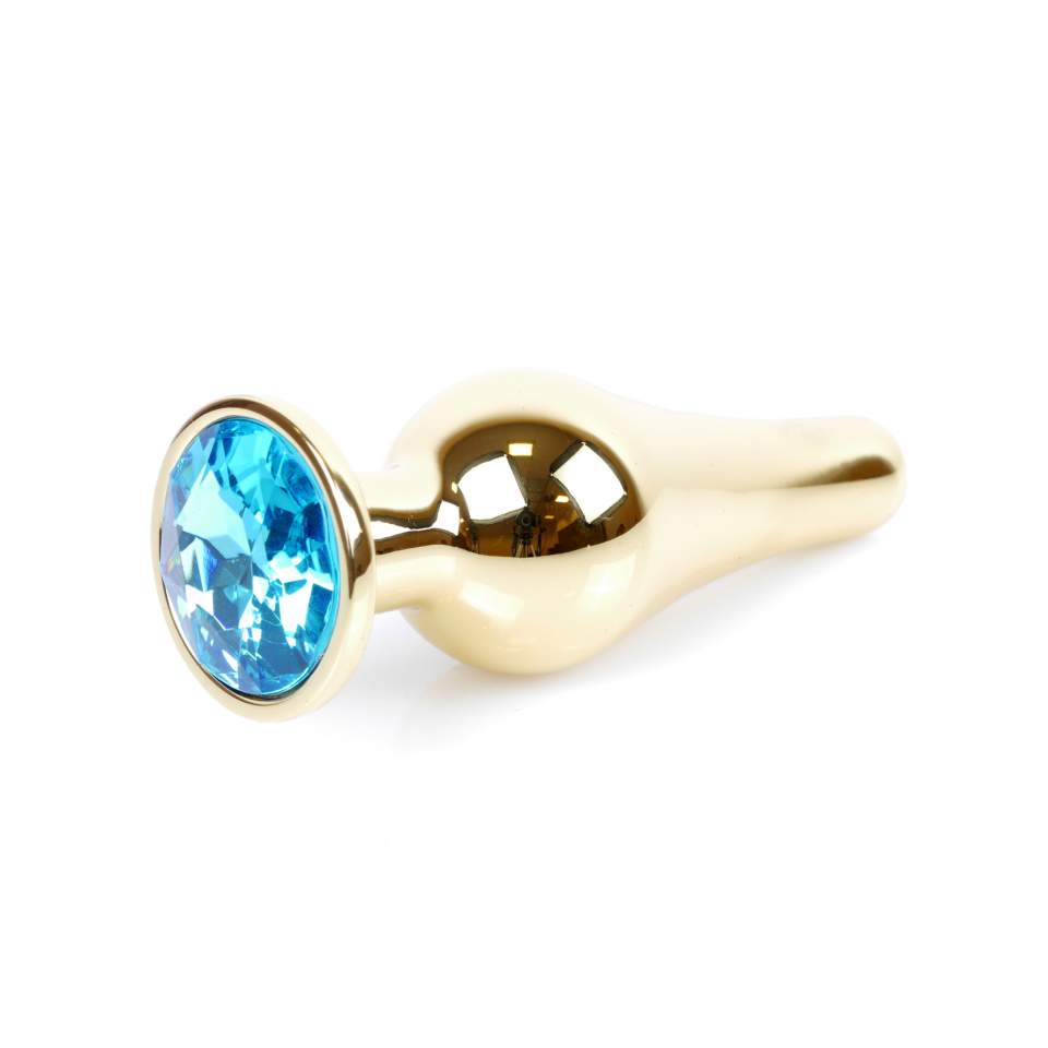 DłuższyDłuższy złoty korek analny zakończony kryształkiem -  średnica 3 cm złoty korek analny zakończony kryształkiem - 3 cm