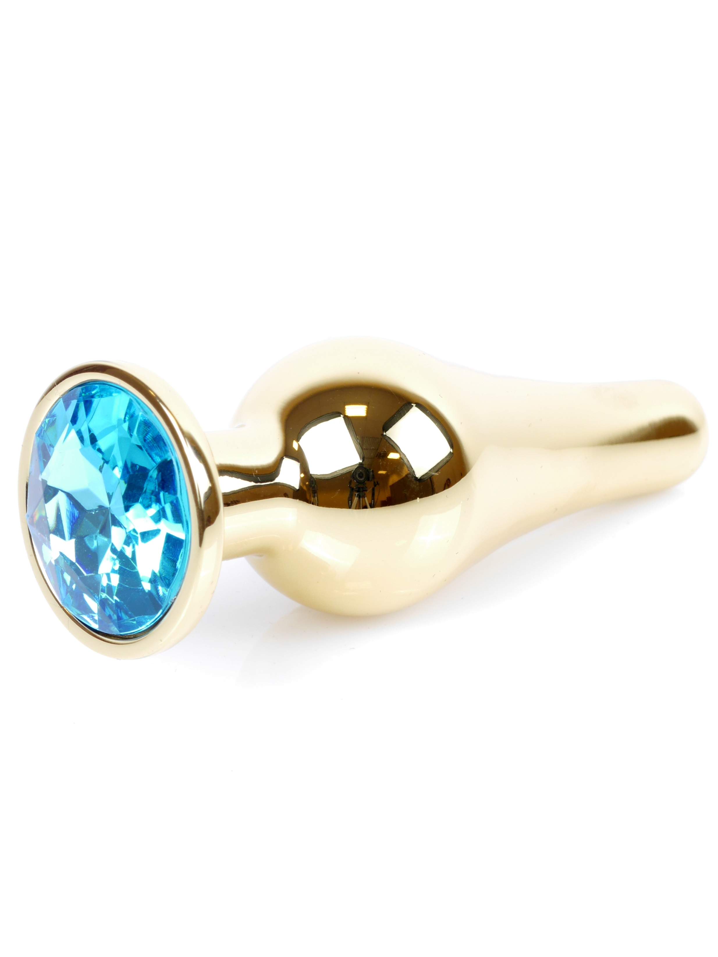 DłuższyDłuższy złoty korek analny zakończony kryształkiem -  średnica 3 cm złoty korek analny zakończony kryształkiem - 3 cm