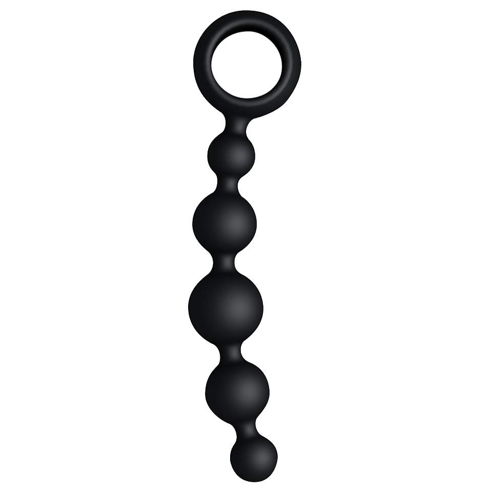 Czarne długie koraliki analne z silikonu – 17,5 cm