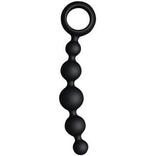 Czarne długie koraliki analne z silikonu - 17,5 cm