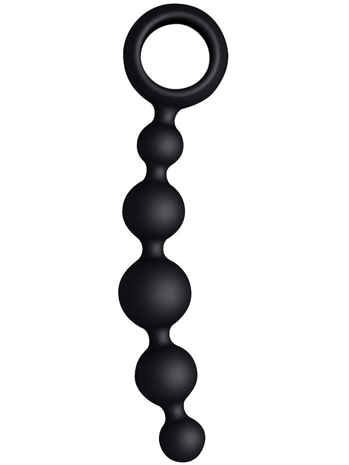 Czarne długie koraliki analne z silikonu – 17,5 cm