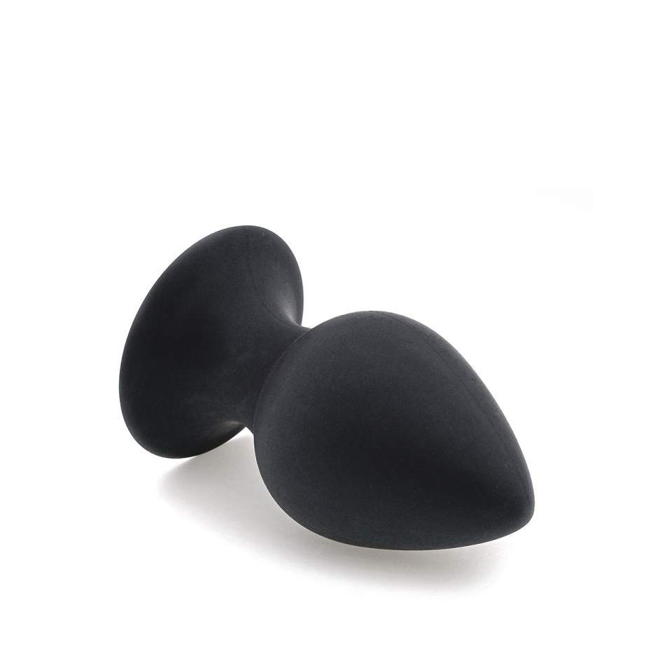 Duży czarny silikonowy korek do stymulacji analnej z przyssawką 