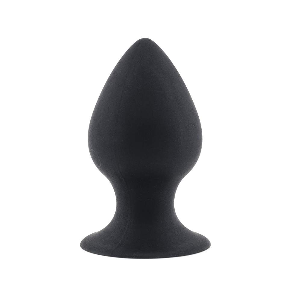 Duży czarny silikonowy korek do stymulacji analnej z przyssawką 