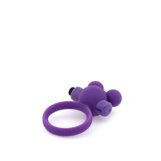 Fioletowy silikonowy pierścień erekcyjny w kształcie misia dla par - 3,2 cm