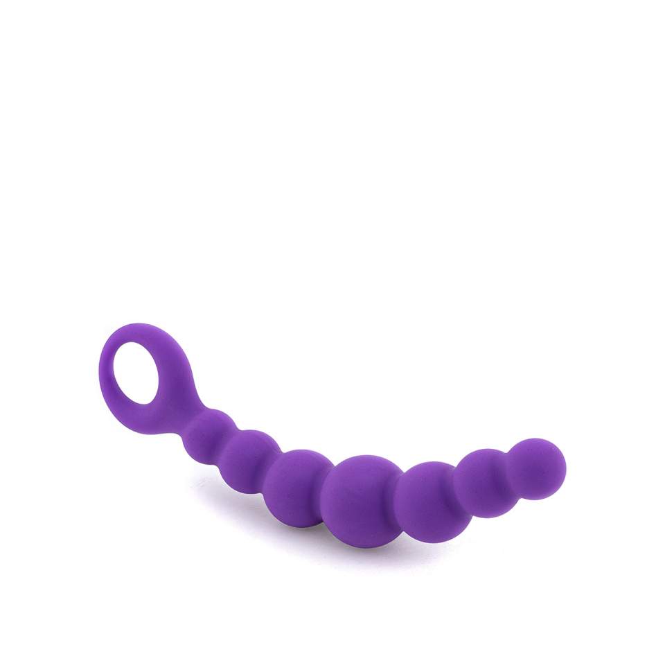 Fioletowe silikonowe koraliki analne o długości 19,5 cm – 7 kulek analnych